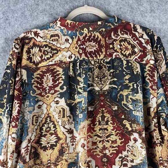 Chaps Top Womens 2X Medallion Blouse 3/4 Sleeve Artsy Ethnic Southwestern Aztec - Picture 10 of 13